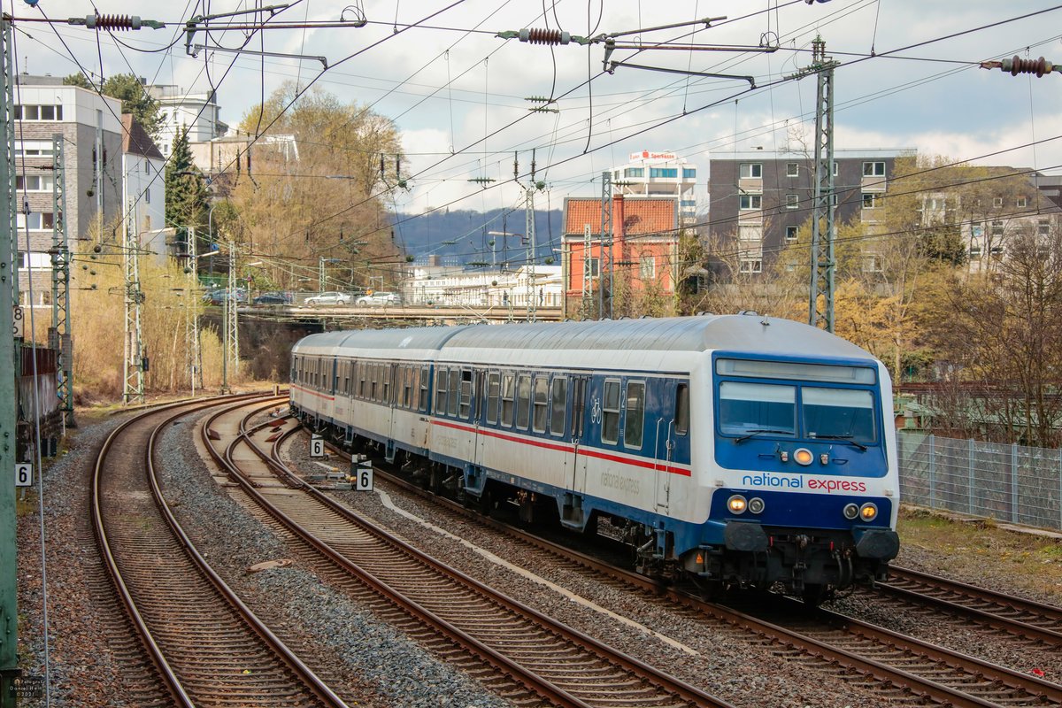 Nationalexpress Wittenberger Steuerwagen Ersatzzug RB48 in Wuppertal, April 2021.