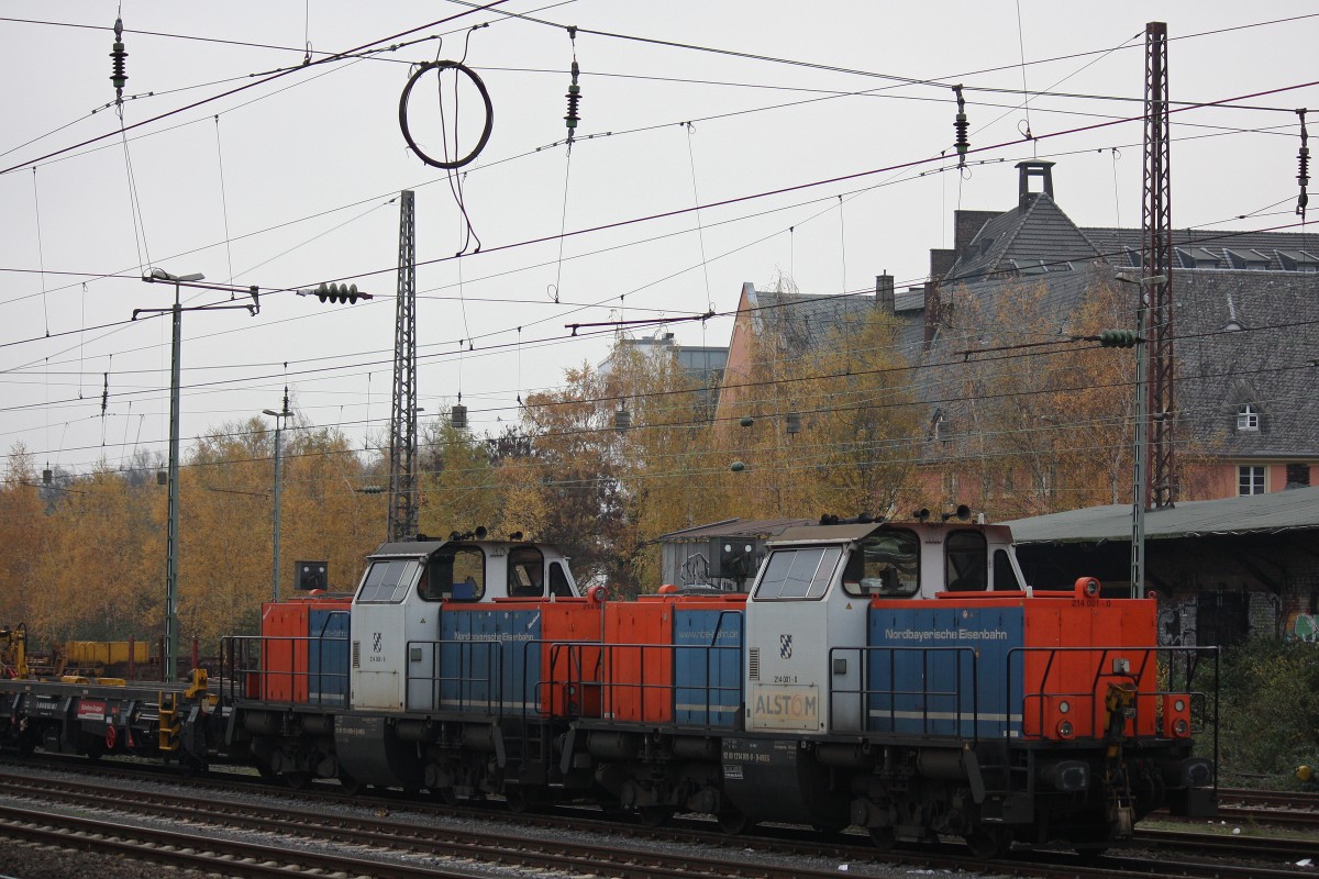 NbE Rail 214 001+214 006 am 23.11.14 abgestellt in Düsseldorf-Rath.