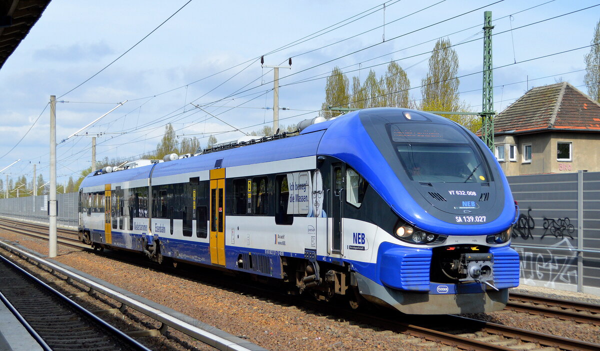 NEB mit  VT 632.008 / SA 139.027  Richtung Bf. Berlin Gesundbrunnen zur Bereitstellung am 25.04.22 Berlin Blankenburg.
