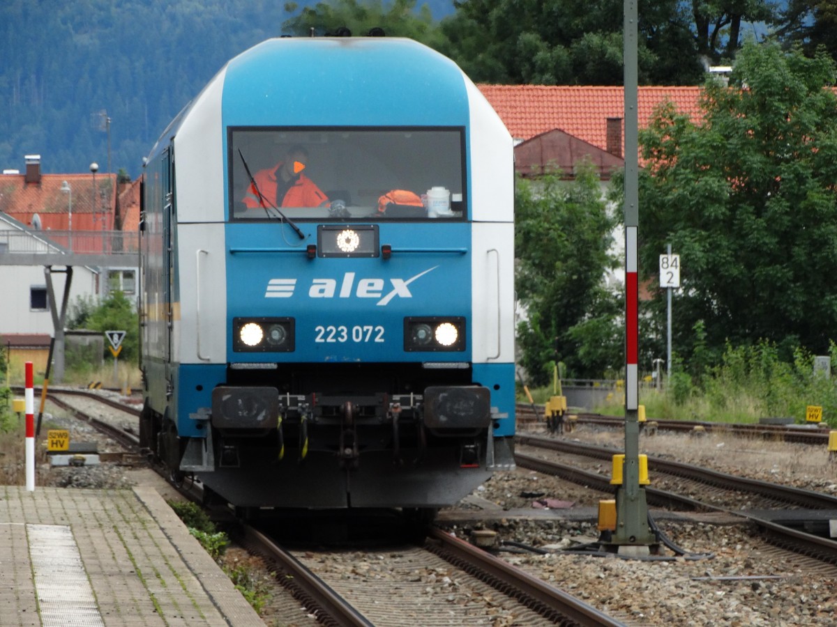 Netinera ALEX 223 072 kurz vor dem ankuppeln an der ALEX nach Oberstdorf am 16.08.14 in Immenstadt 