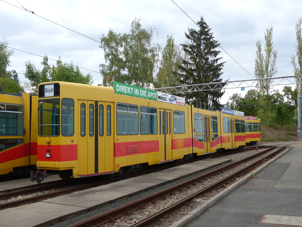 Neuzugang aus Basel. BLT 204 am 15.09.2018 beim Waldbahnfest auf dem Betriebshof in Gotha.