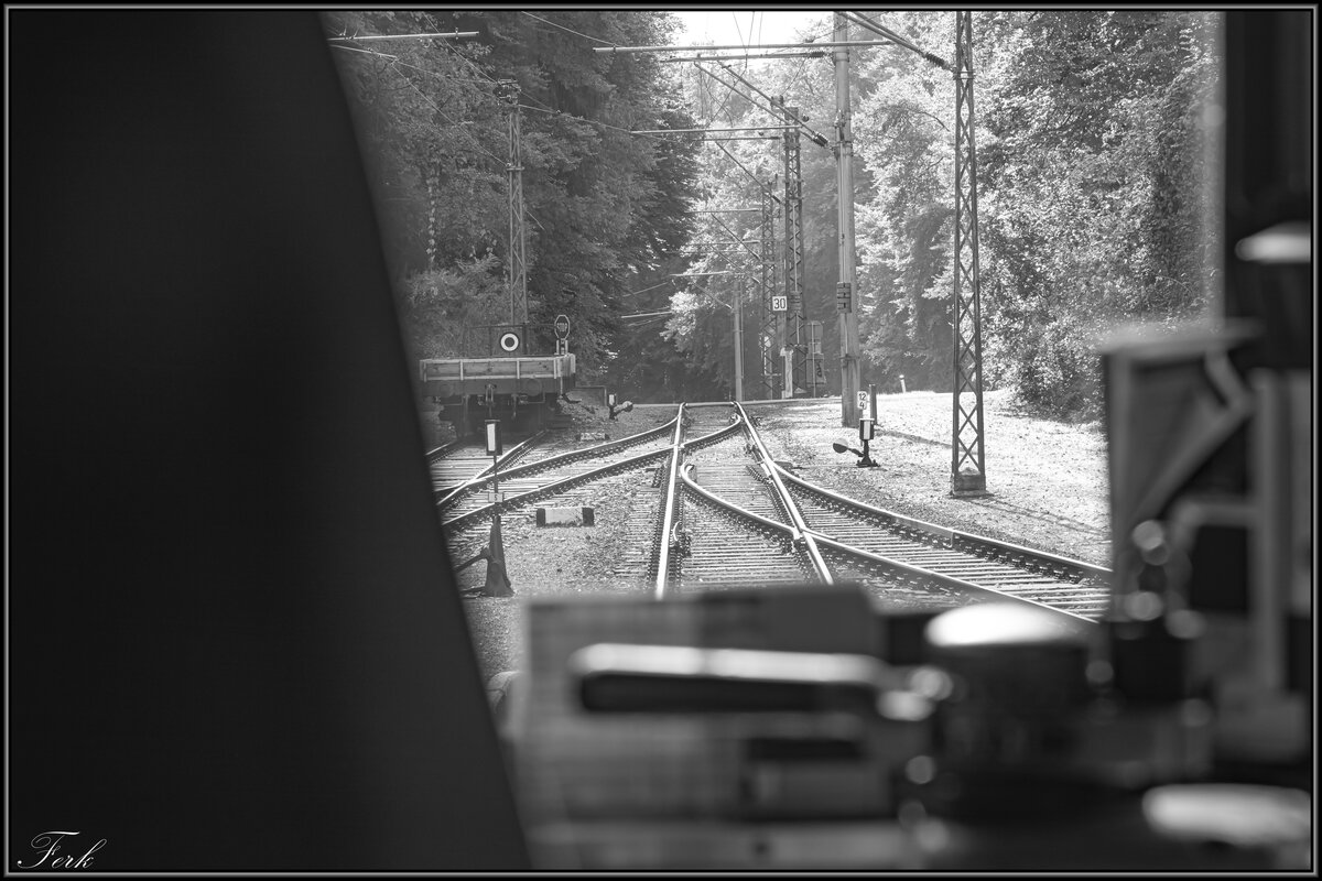 Nicht oft möglich aber bei der Gleichenbergerbahn standart : 
Der Blick über dei Schultern des Lokführers. 
Ausfahrt Gnas am 23.10.2021