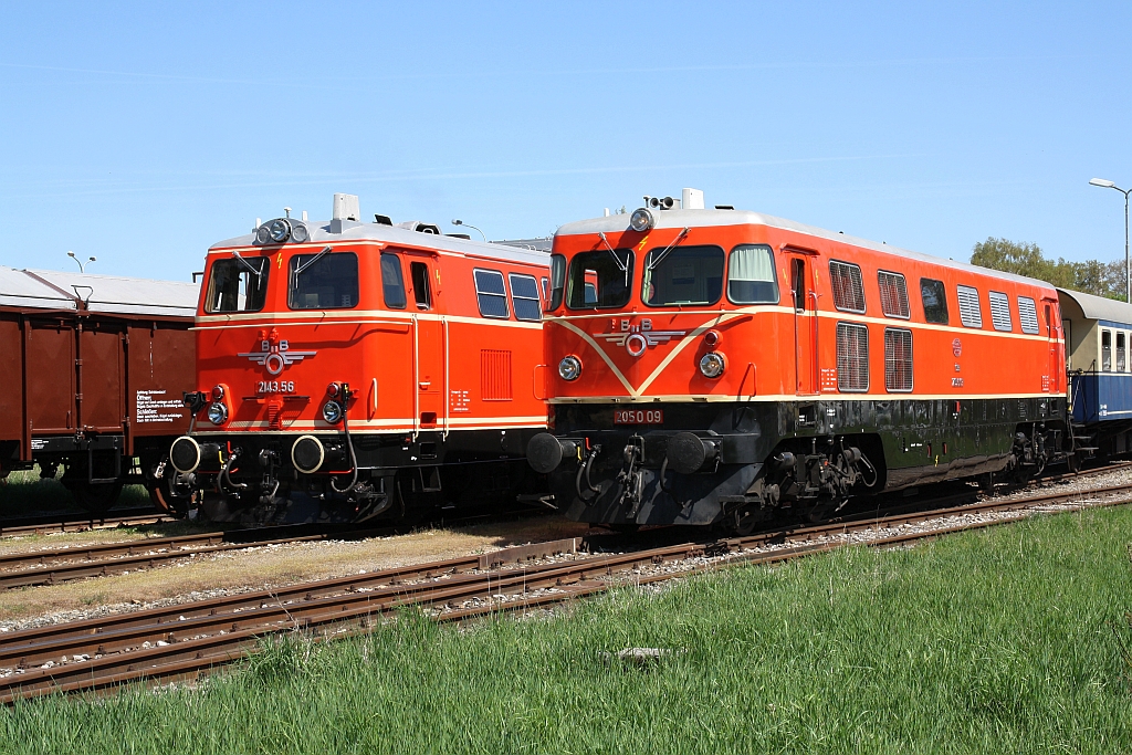NLB 2143.56 und RBAHN 2050.09 am 21.April 2018 beim Frühlingsfest des Verein Neue Landesbahn in Mistelbach LB.