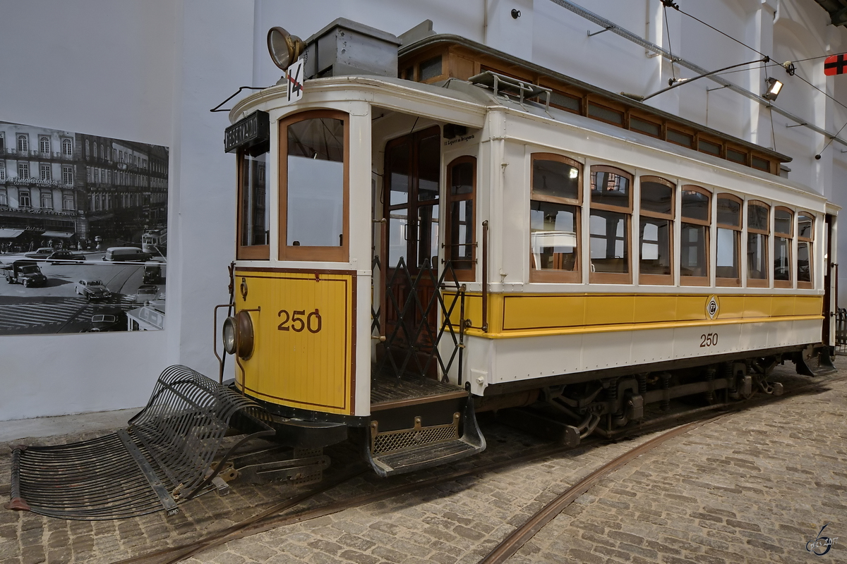 No.250  Italianos  gehörte zu einer Serie von 12 Fahrzeugen, welche von 1927 bis 1928 in den Werkstätten von Companhia Carris de Ferro do Porto gebaut wurden. 1950 wurden sie mit Motoren der italienischen Firma Companhia Generale di Ellectricitá ausgestattet, was auch der Grund für die Namensgebung war. (Museu do Carro Eléctrico Porto, Januar 2017)
