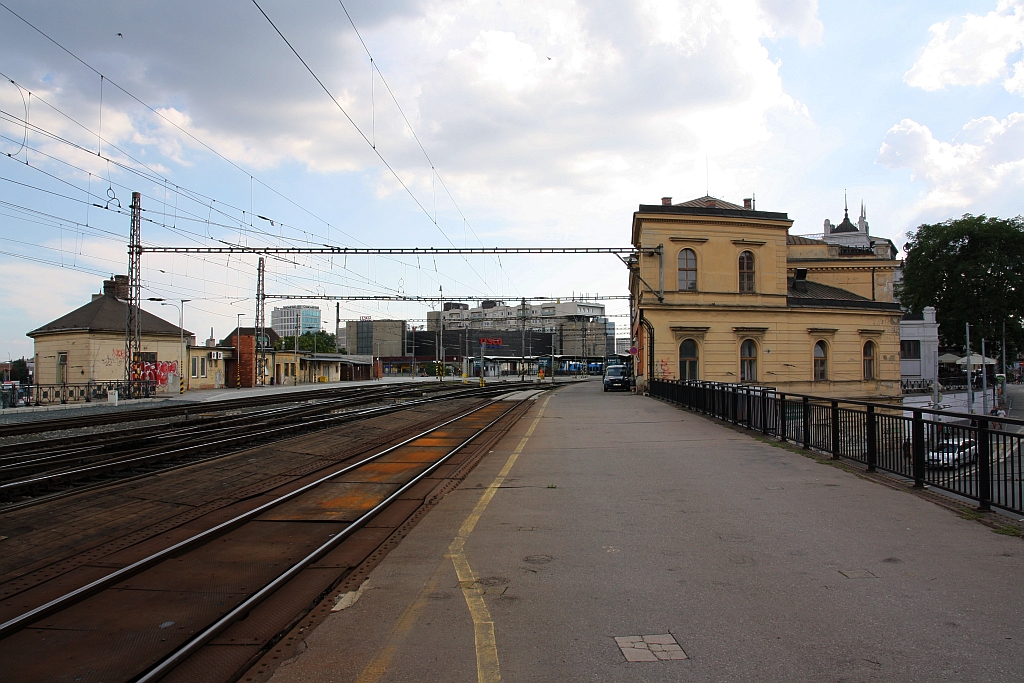 Nördlicher Bereich des Bahnhof Brno hlavni nadrazi am 28.Juli 2018.