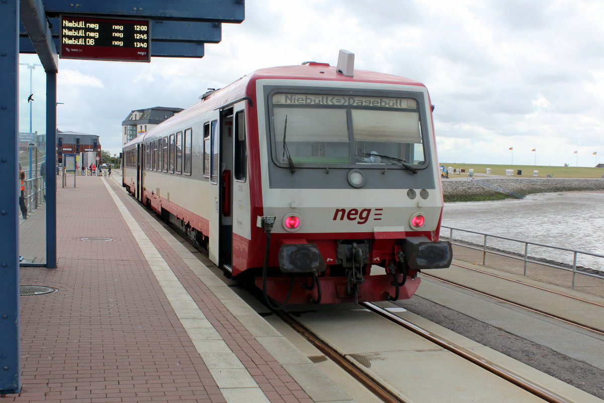 Norddeutsche Eisenbahngesellschaft (NEG): VT 506+505 Dagebüll Mole am 7. Juli 2020.