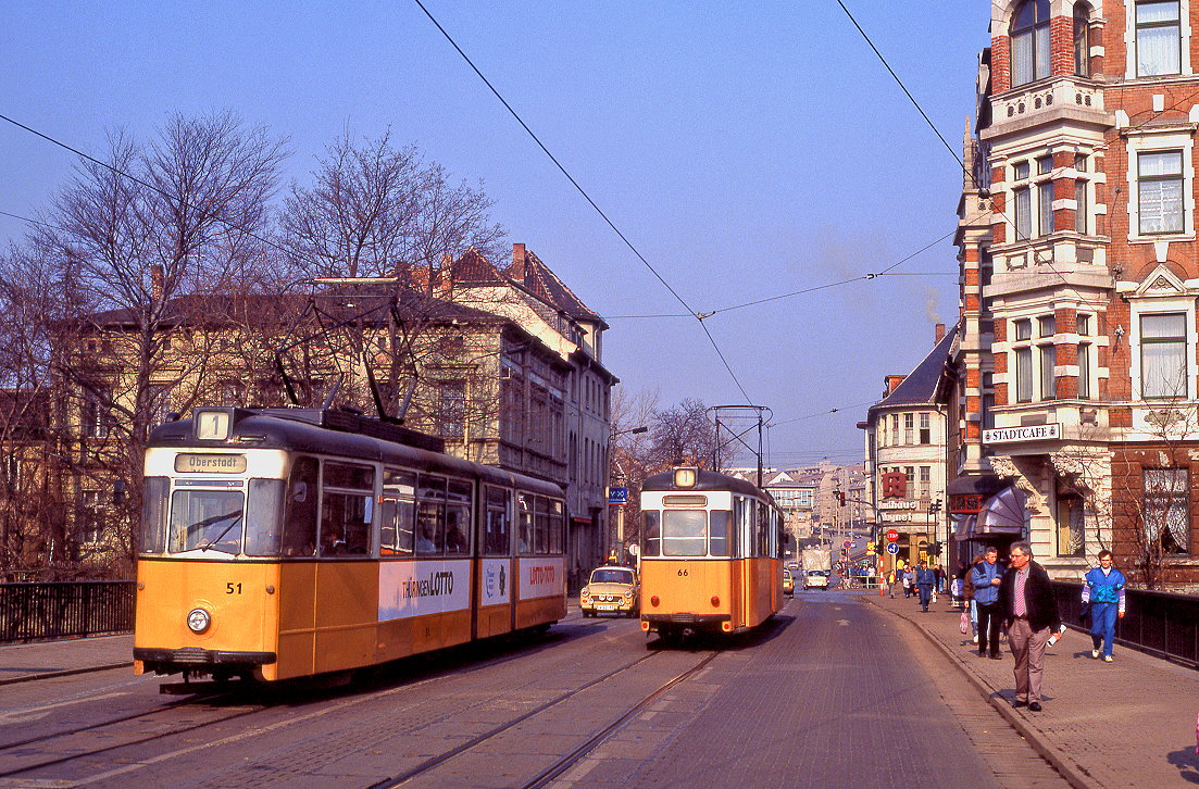 Nordhausen 51, 66, Bahnhofstraße, 01.03.1991.
