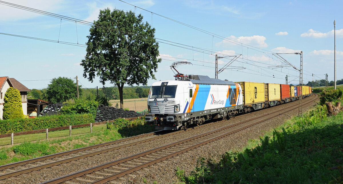 Northrail 248 004, vermietet an RheinCargo, mit Containerzug DGS 68735 Bremen-Grolland - Bönen (Bohmte-Stirpe, 24.08.2022).