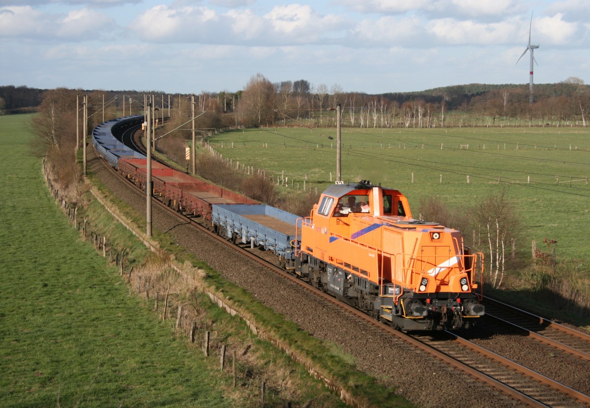 Northrail 261 302 mit DGV 93455 (Brunert, Schwerin-Grries–Kln Eifeltor) am 13.04.2015 zwischen Maschen Rbf und Jesteburg
