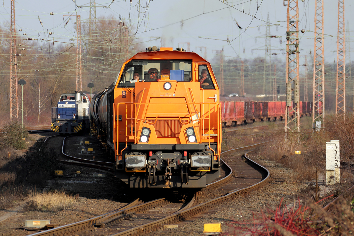 Northrail 265 303-8 verlässt nach dem Kopf machen den Rangierbereich von Recklinghausen-Ost 16.3.2016