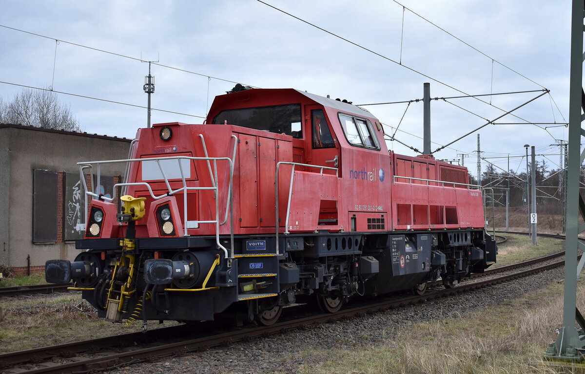 northrail GmbH Lok  261 001-2  (NVR:  92 80 1261 001-2 D-NRAIL ) für den Standort BLG LOGISTICS in Falkenberg/Elster tätig bei Rangiertätigkeiten am 21.02.24