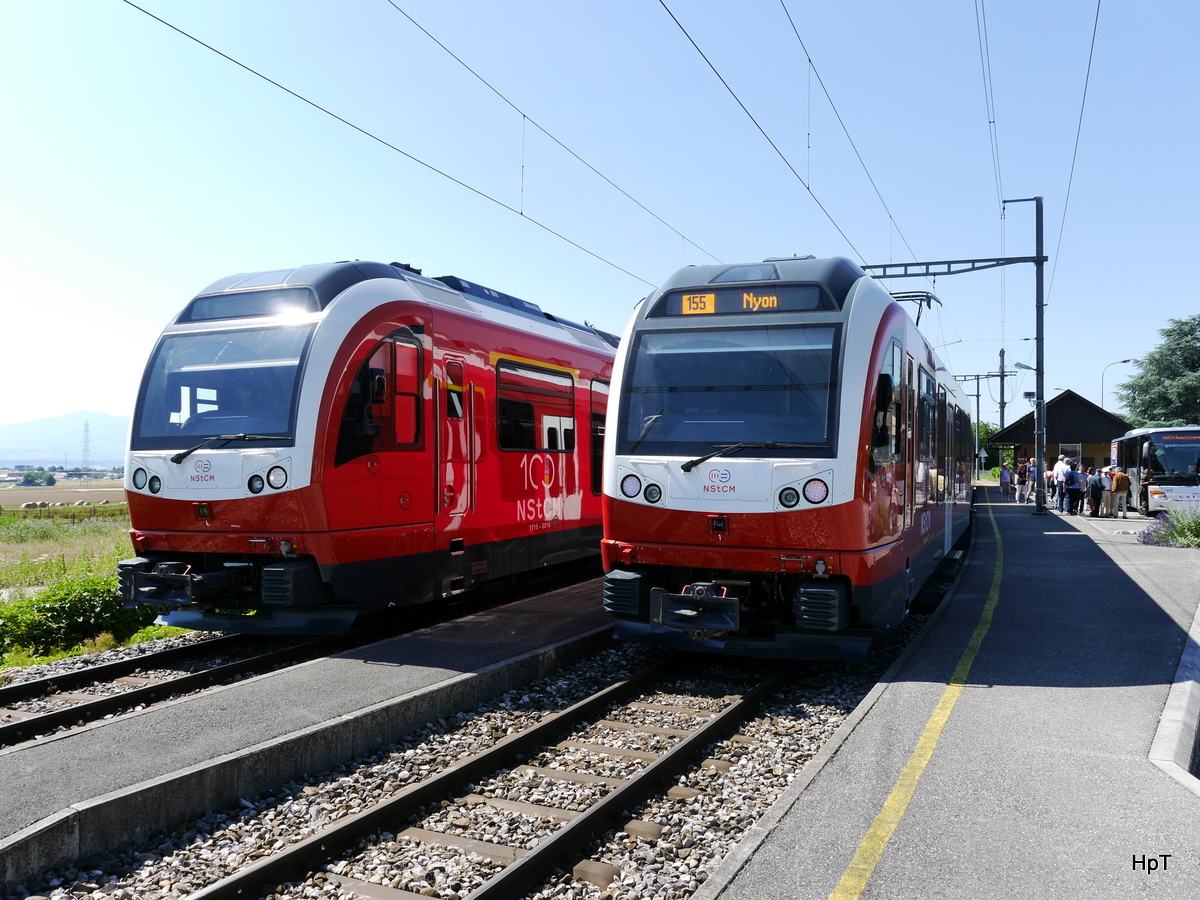 NStCM - Triebwagentreffen vom ABe 4/8 402-401 und ABe 4/8 406-405 in Trélex am 10.07.2016