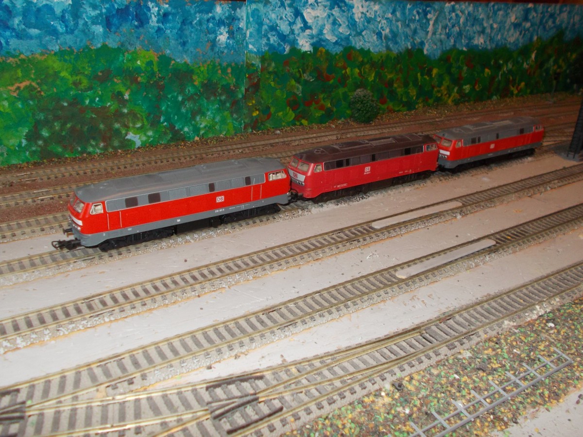 Nur ein Teil meines 218 Bestandes stand,am 02.März 2015,in meinem H0-Bw.