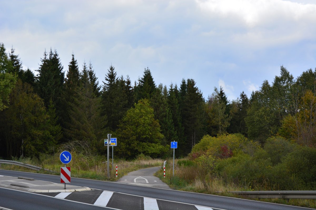Nur noch ein Radweg ist von der einstig bedeutenden Vennbahn heute übrig. Blick in Richtung Roetgen.

Konzen 08.10.2016