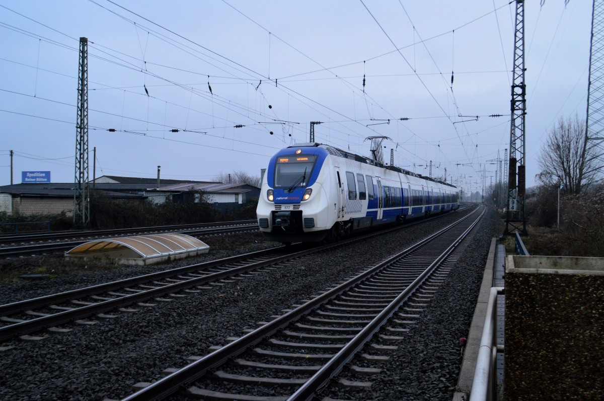 NX Hamster 9442 872 kommt hier als RB 48 nach Wuppertal in Kalscheuren am noch frühen Morgen eingefahren.
Samstag den 23.1.2016