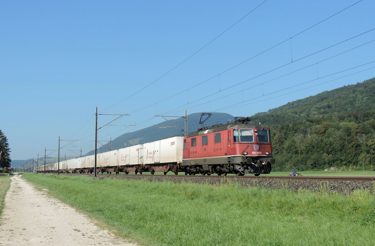 Oberbuchsiten - 2. September 2021 : Re 420 244 mit einem Mischer unterwegs nach Olten.
