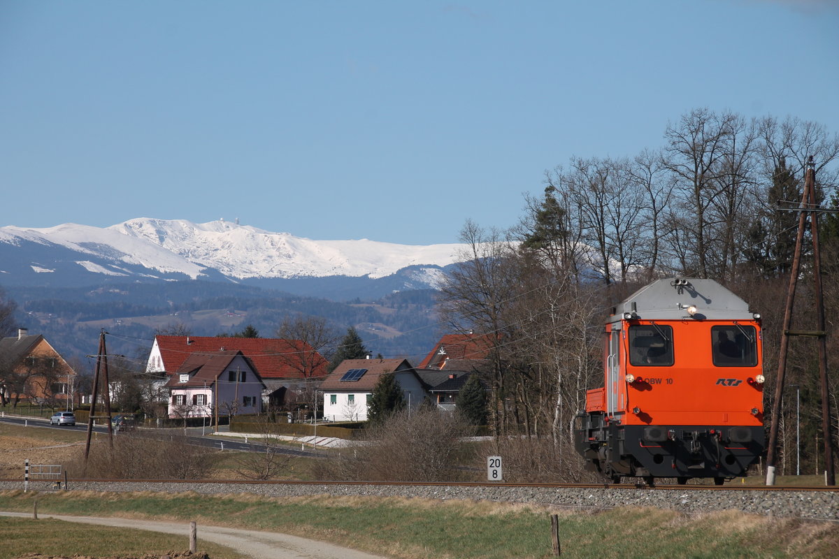 OBW 10 der RTS am 11.03.2017 am Wieser-Ast der GKB zwischen Groß St. Florian und Gussendorf.
