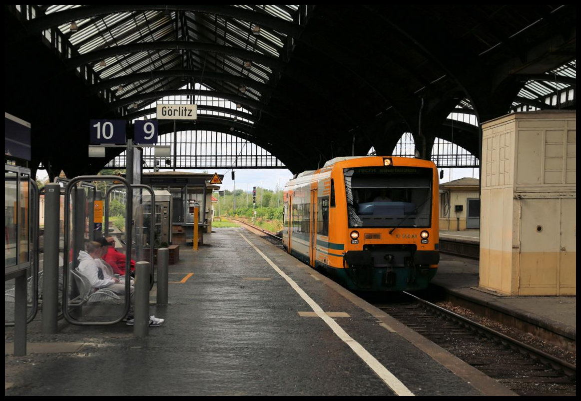 ODEG VT 650080-4 am 27.08.2020 um 13.37 Uhr in der Halle des Hauptbahnhof Görlitz.