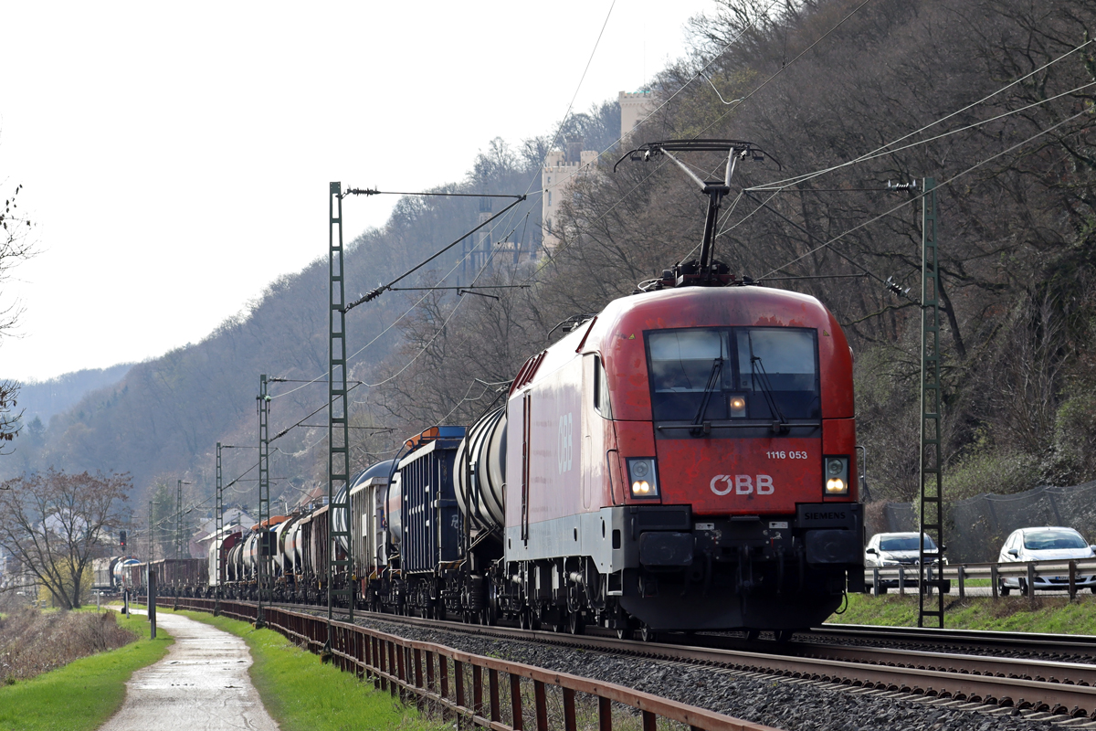 ÖBB 1116 053 bei Stolzenfels/Koblenz auf der linken Rheinseite 14.3.2024
