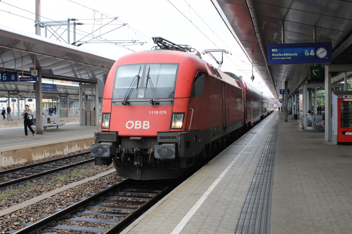 ÖBB 1116 078 als REX nach Deutschkreutz Wien-Meidling am 11. Juli 2014.