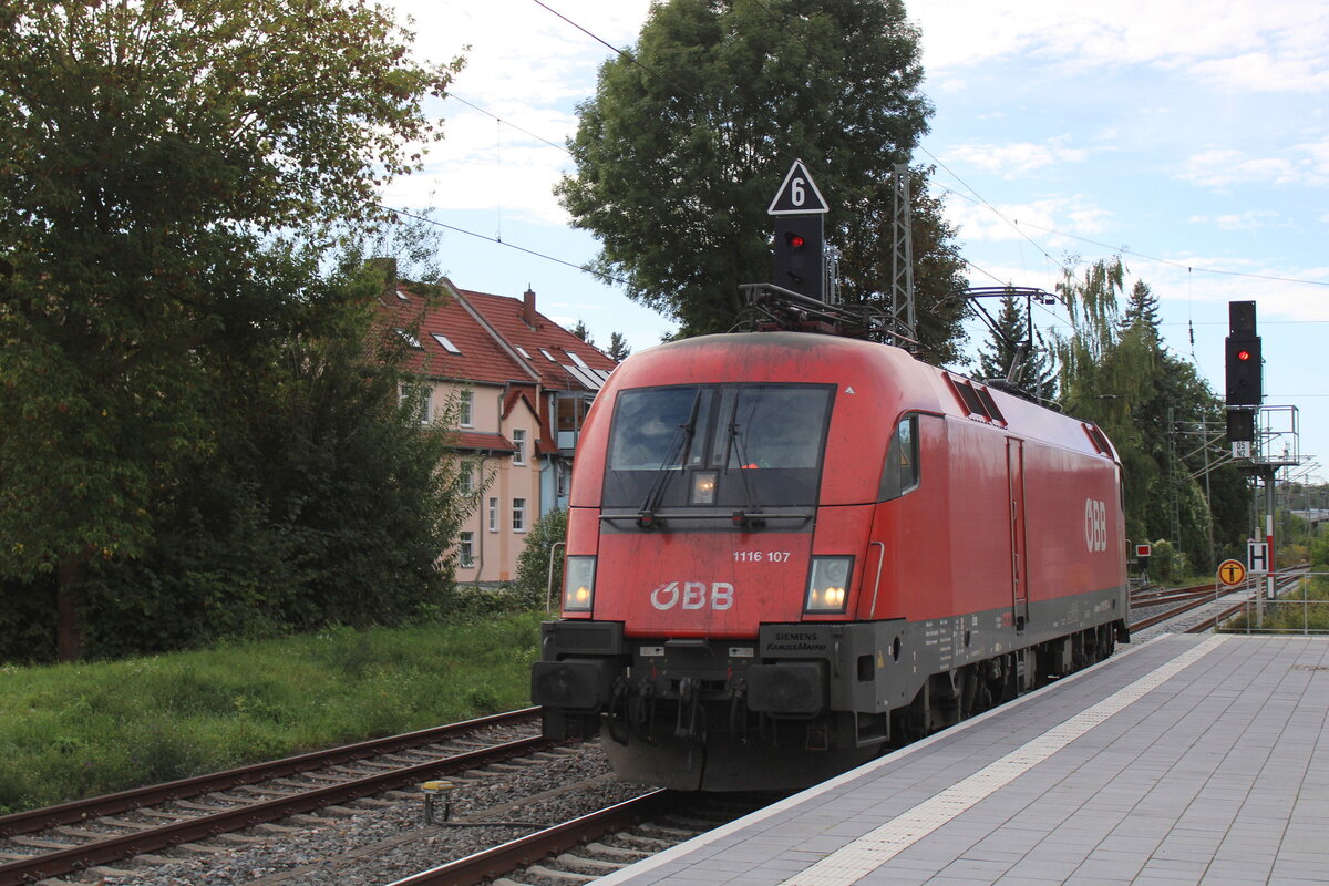 �BB 1116 107 als Tfzf Richtung Gro�heringen, am 19.09.2026 in Jena-G�schwitz.