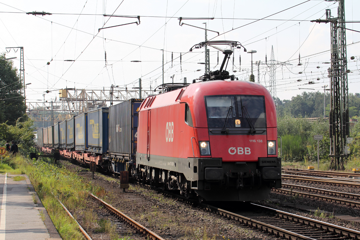 ÖBB 1116 138 durchfährt Duisburg-Entenfang 1.9.2017
