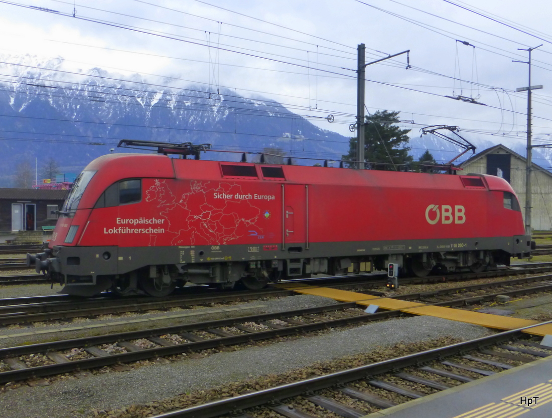 ÖBB - 1116 260-1 bei Rangierfahrt im SBB Bahnhof Buchs/SG am 27.03.2015