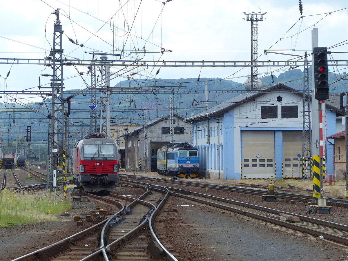 BB 1293 004 + ČD 162 035-0 + 163 062-3 pausierten am 09.06.2020 in Děčn hl.n..