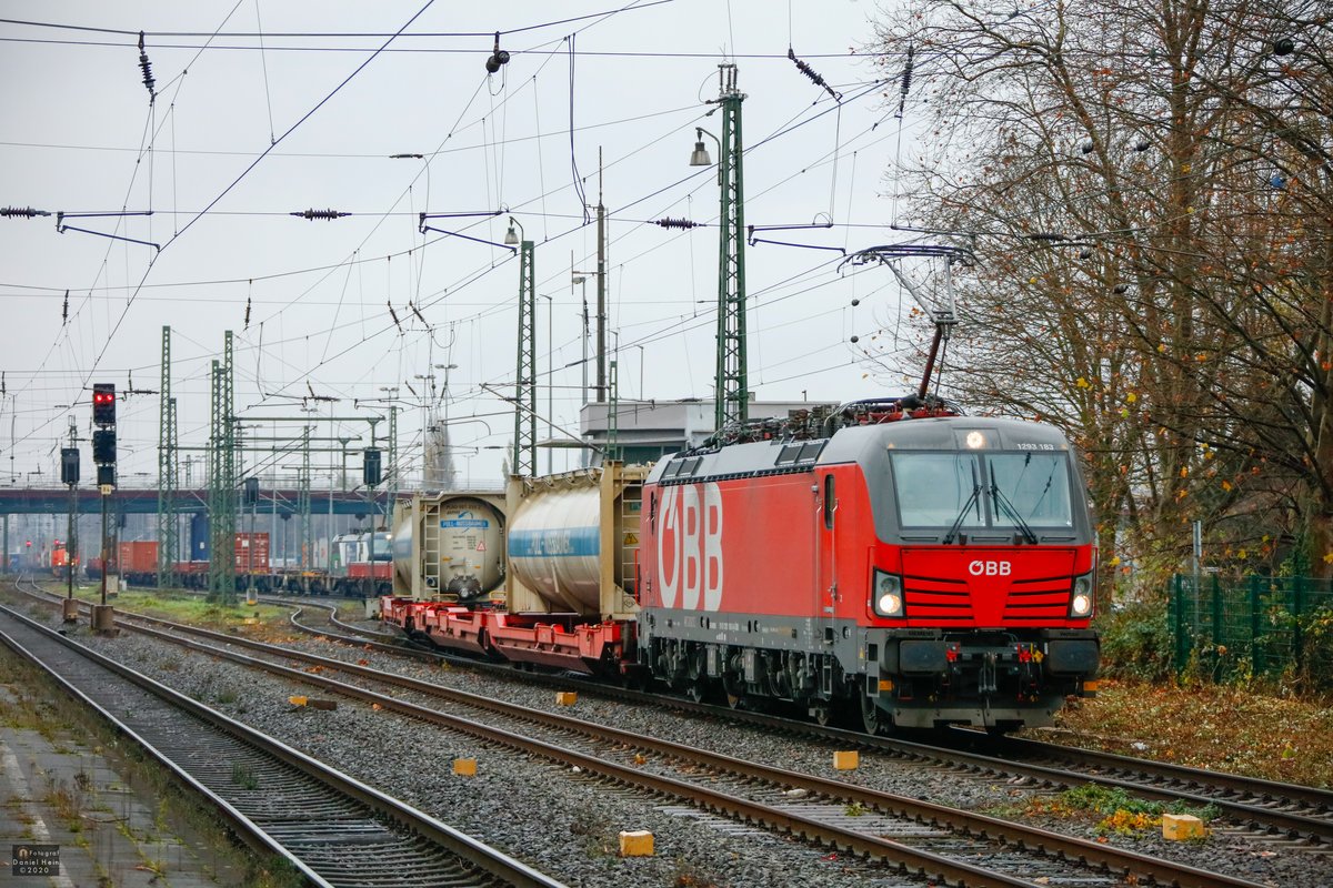ÖBB 1293 183 in Duisburg Rheinhausen, November 2020.