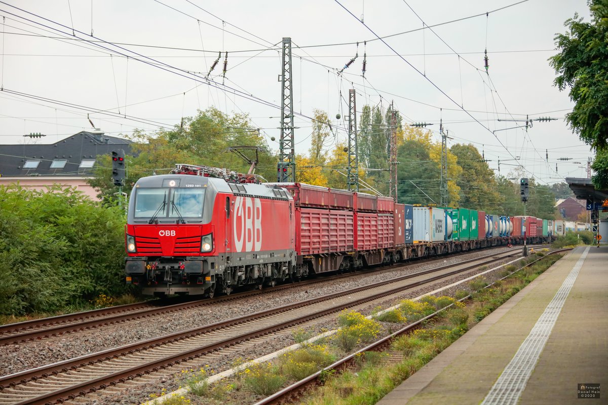 �BB 1293 191 mit Container in Hilden, Oktober 2020.