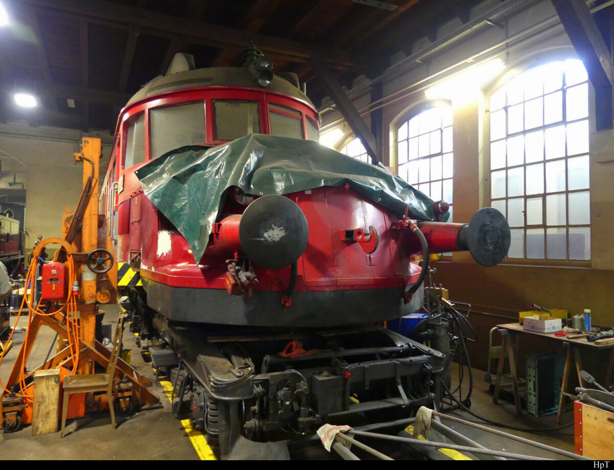 OeBB - Triebwagen RBe 2/4  202 in der OeBB Werkstätte in Balsthal am 12.09.2021 