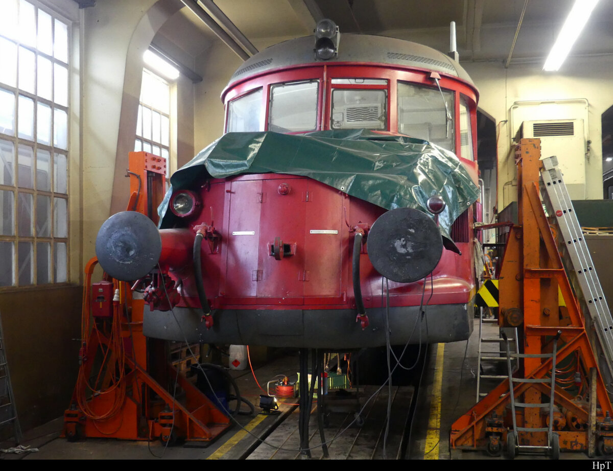 OeBB - Triebwagen RBe 2/4 202 in der OeBB Werkstätte in Balsthal am 12.09.2021