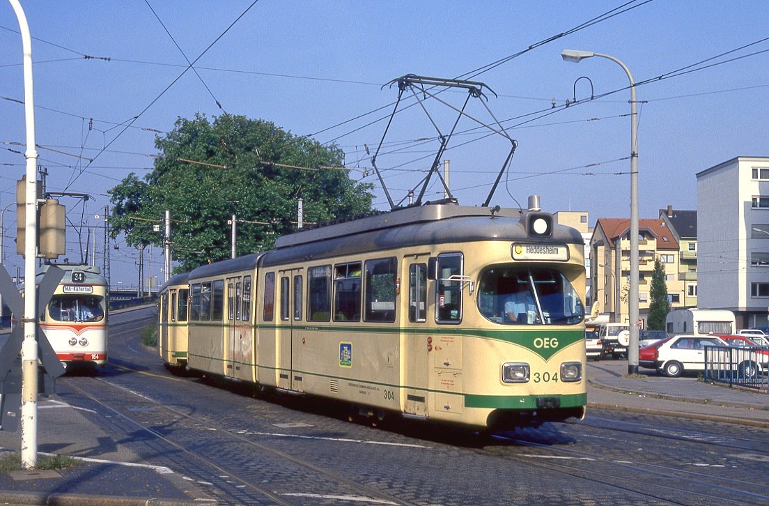 OEG 304 + 314, Mannheim Hauptbahnhof, 21.09.1987.