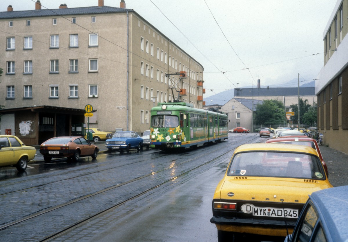 OEG GT8 83 Heidelberg, Blcherstrasse am 2. Juli 1980. 