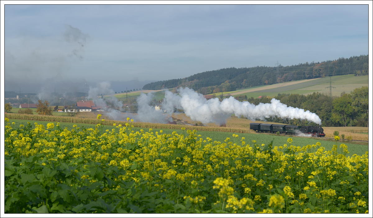 ÖGEG 657.2770 mit ihrem Fotozug SLP 93891 am 20.10.2019 von Gurten nach Ried, aufgenommen kurz nach der Ausfahrt aus Gurten.