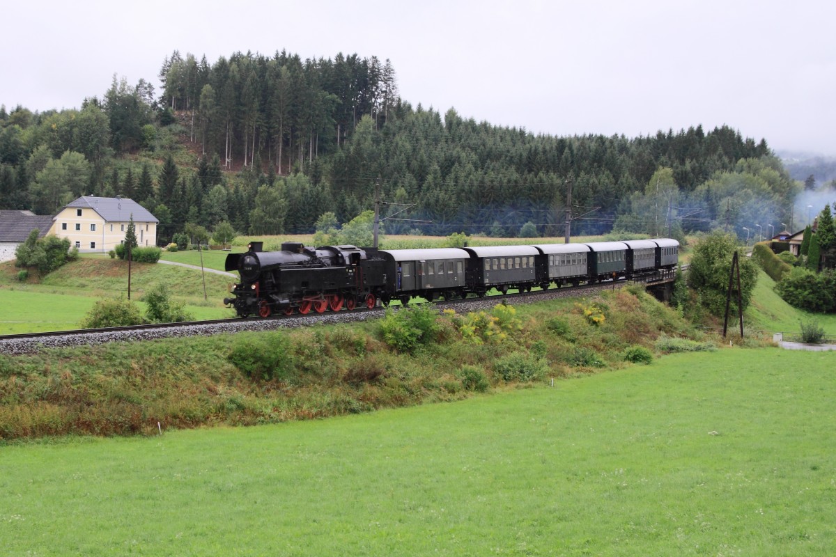 GEG 78 618 mit ihrem Sonderzug bei der Rckfahrt von Freistadt nach Linz am 25. August 2013. Das Bild entstand vor Kefermarkt.