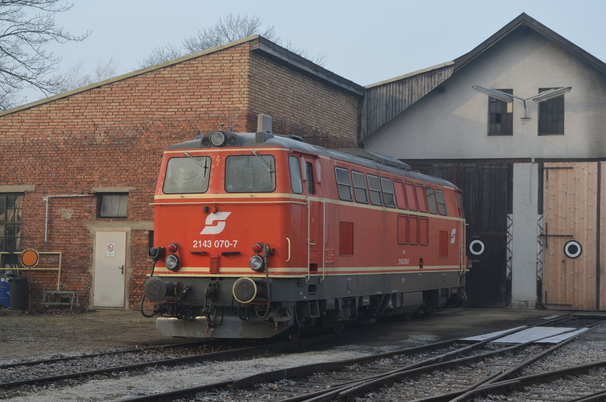 Österreich: ÖBB 2143 070-7 VLB - Verein Neue Landesbahn in Mistelbach 18.02.2019