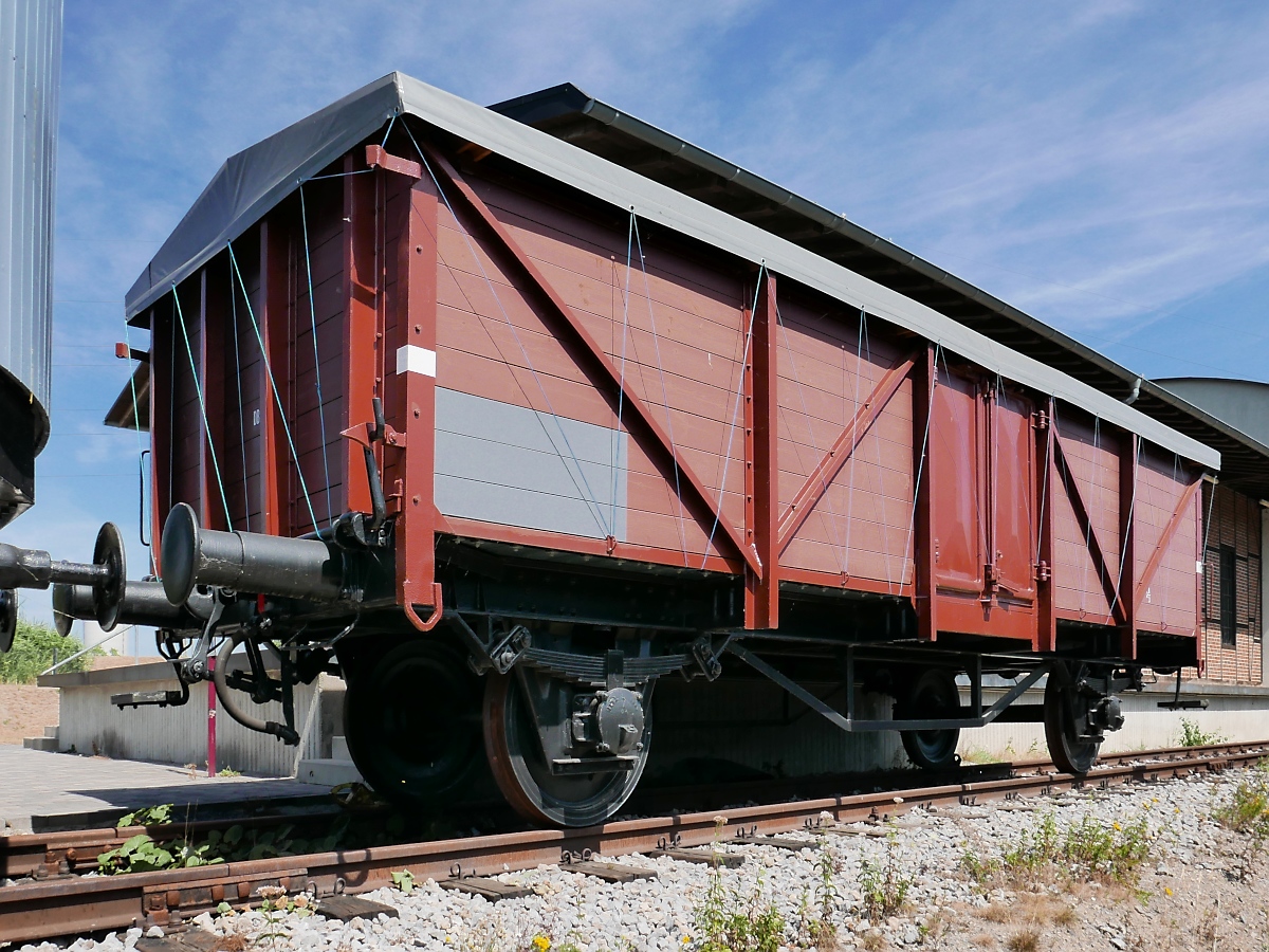 Offener Güterwagen im LWL-Industriemuseum Schiffshebewerk Henrichenburg - 4.8.2018