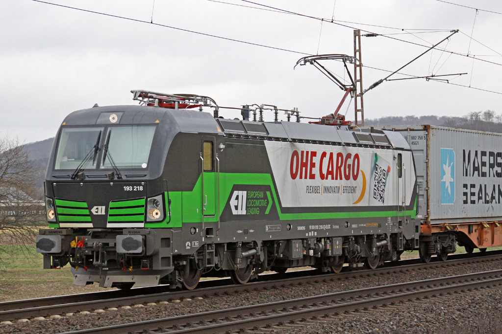 OHE Cargo 193 218 am 27.01.15 13:33 in Richtung Göttingen am Bü Km 75,1 nördl. von Salzderhelden