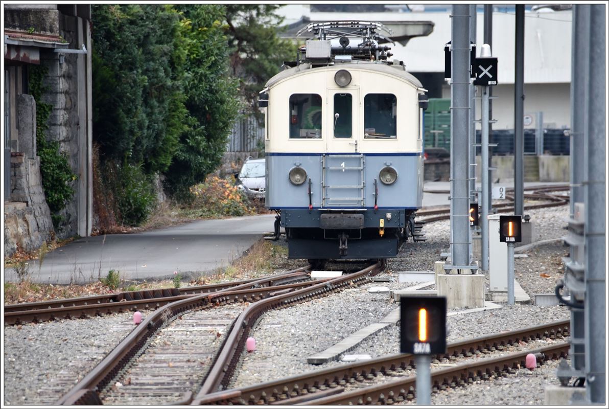 Oldtimer BCFe 4/4 1 der ehemaligen ASD in Aigle. (28.11.2016)