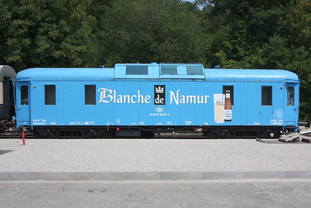 PFT/CFB Generatorwagen 50 88 92 66 907-0 D-GEN (77023, Umbau 1972 aus Type PW-D 14m) am 24.Juli 2026 im CFB Gare Spontin.