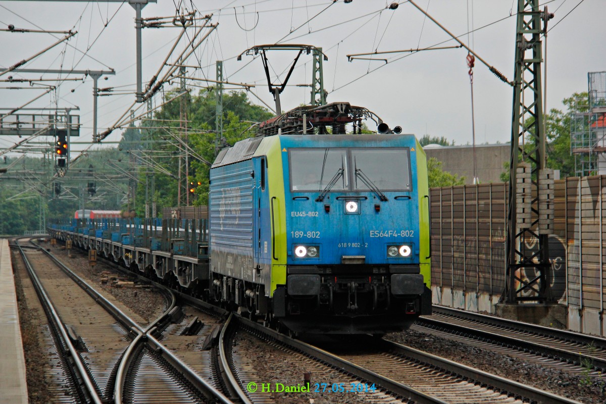 PKP 189-802/ES64F4-802 mit Stahlzug in Hannover Linden Fischerhof, Mai 2014.