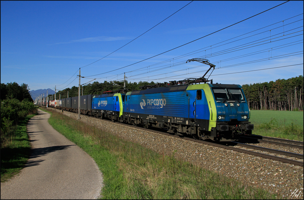 PKP Cargo 189.153+842 am 18.04.14 mit dem 40506 (Tbv-Bpa) kurz nach Neunkirchen/NÖ.