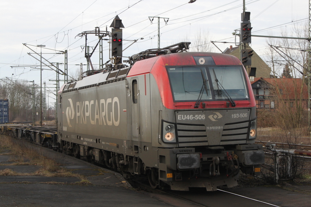 PKP-Cargo Vectron 193 506 bei der Durchfahrt am 10.03.2018 in Lehrte 