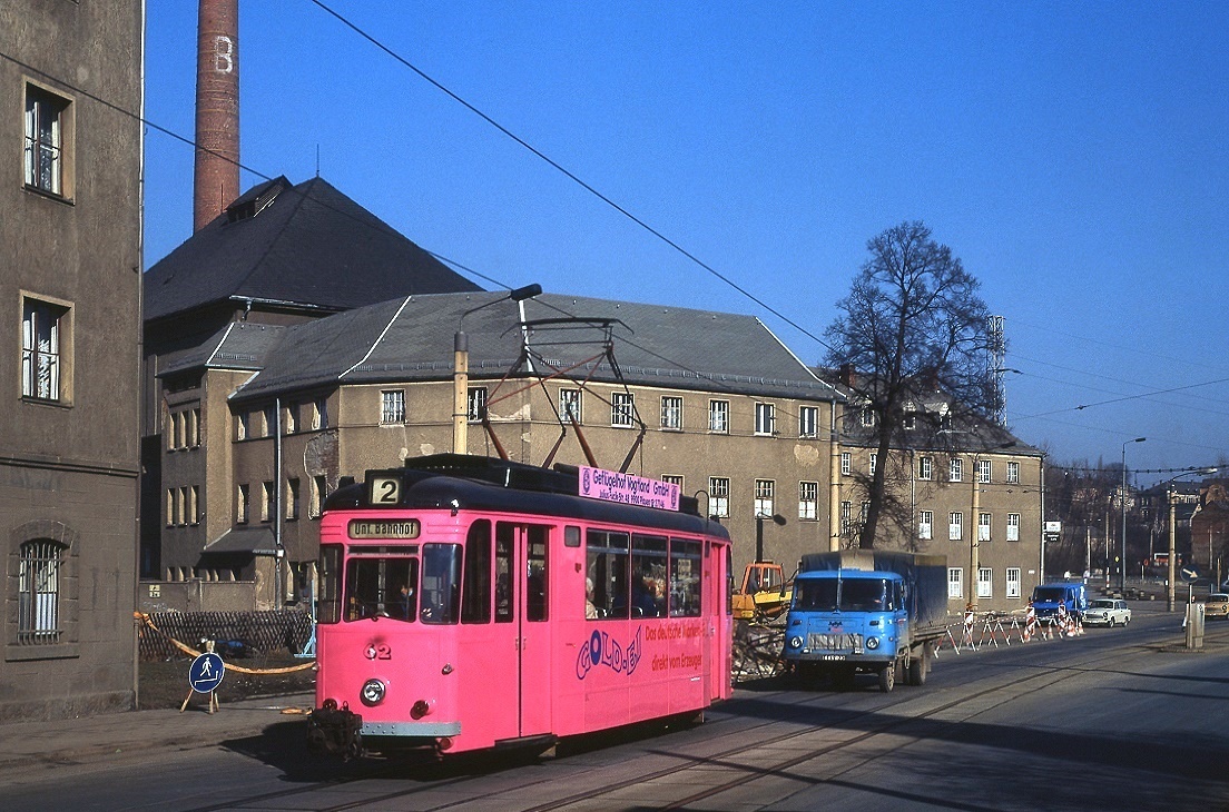 Plauen Tw 62, Hofer Straße, 28.02.1991.