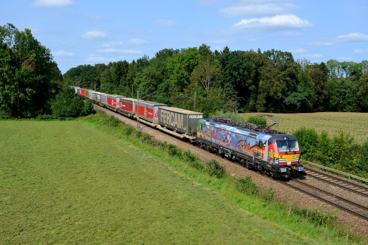 Praktisch im Blockabstand folgte die nächste schöne Vectron Maschine. Die von Loc&More für den Einsatz auf der Brennerachse sehr gefällig gestaltete MRCE 193 640 beförderte am 08. September 2017 den DGS 43155 von Köln Eifeltor nach Verona Q.E.. Bei Gutmart konnte ich diese Leistung ablichten. Dies sehr zu meiner Freude, denn nach mehreren erfolglosen Anläufen (Zug verspätet, Wetter verschlechtert sich unerwartet, Lok wurde in Laim Rbf getauscht) hatte ich nun ein passables Bild dieser schönen Lok.