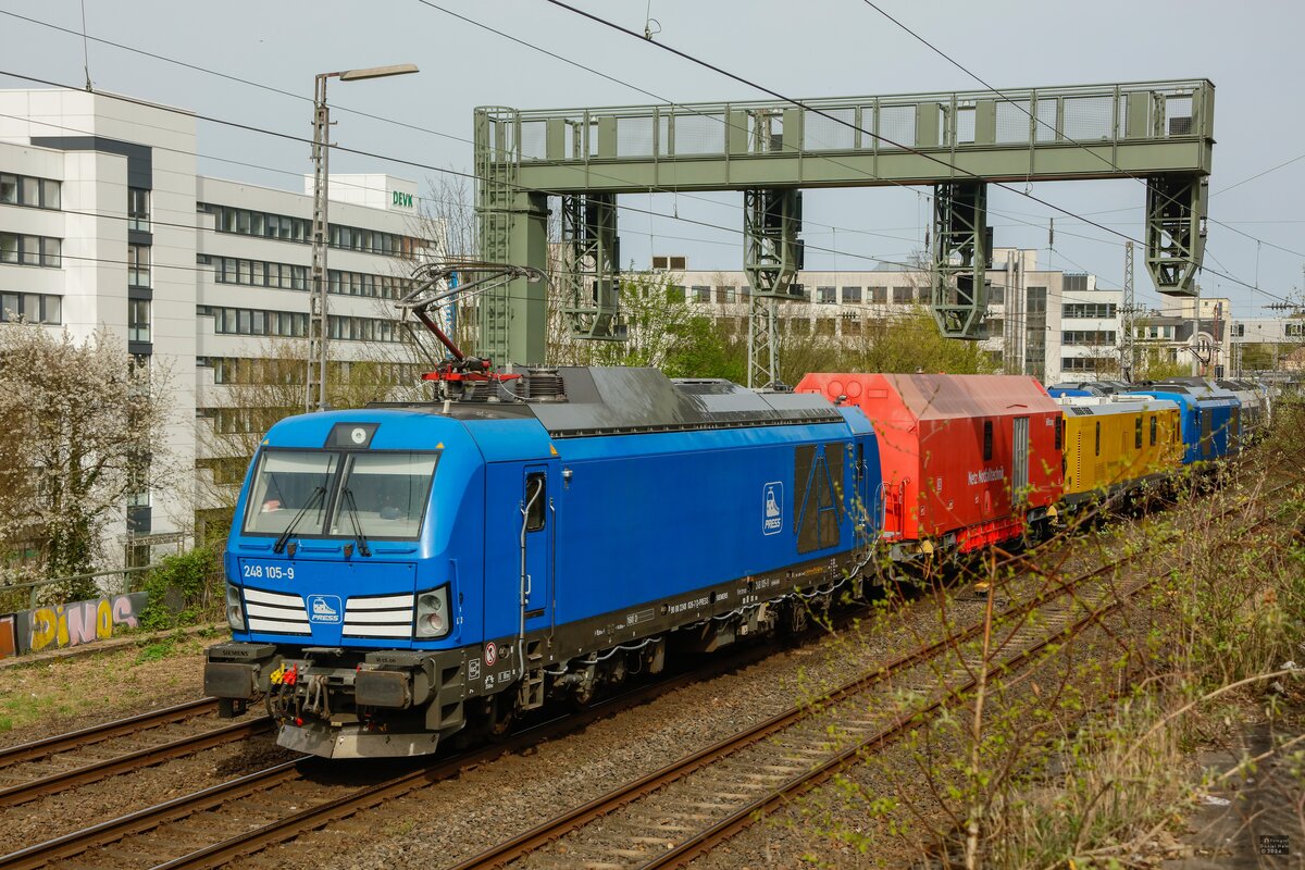 PRESS 248 105-9 mit Messzug am Schluss in Wuppertal, am 06.04.2024.