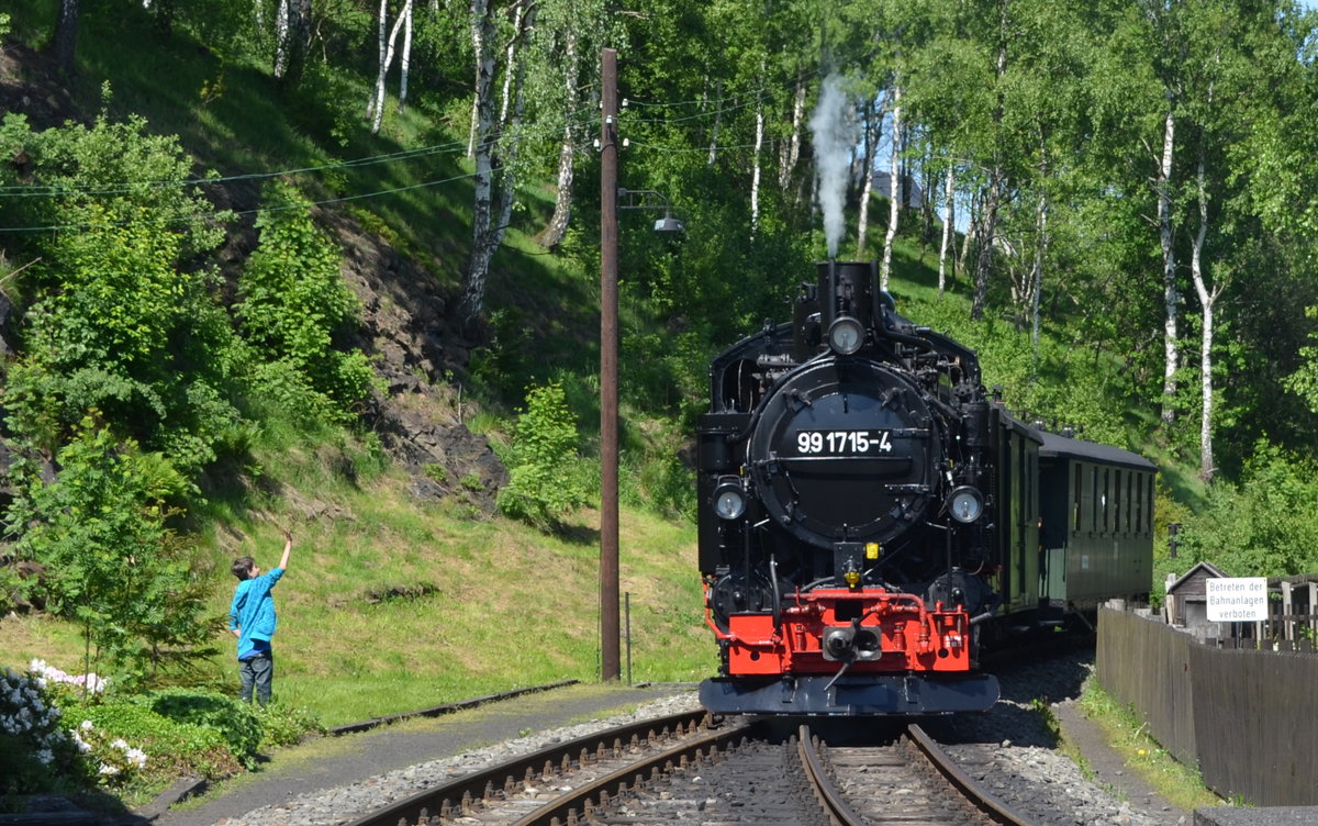 Preßnitztalbahn - Museumsbahn Steinbach – Jöhstadt: sächs. VI K 99 1715-4 in Jöhstadt (Fest: LGB/Märklin und der Verlagsgruppe Bahn das Jubiläum  50 Jahre LGB ) 21.05.2018