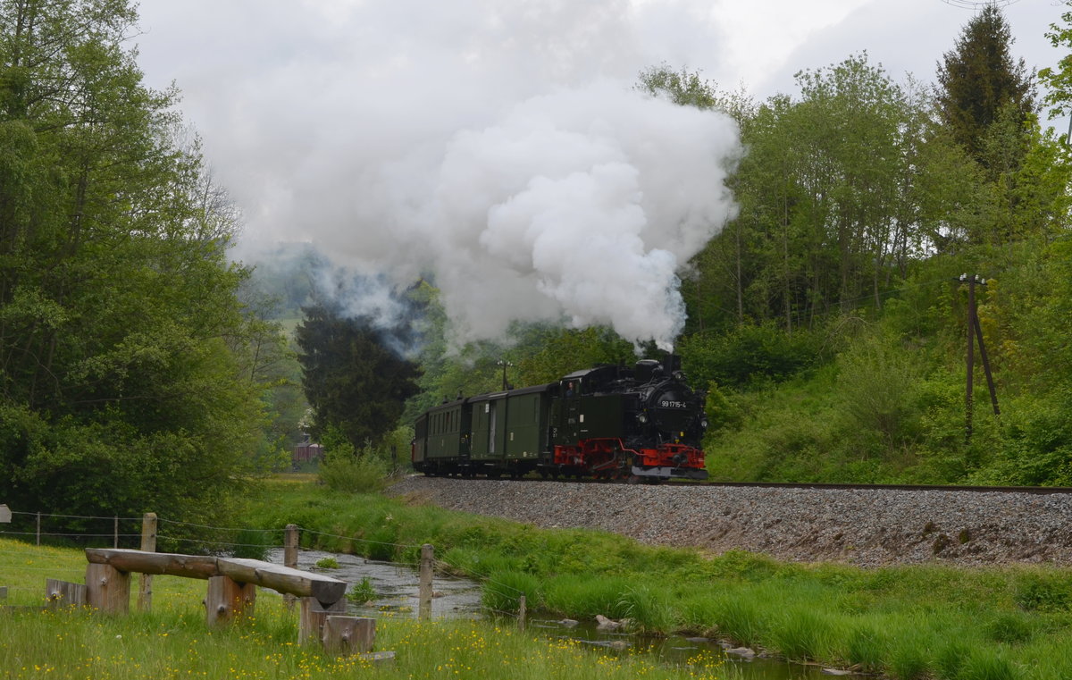 Preßnitztalbahn - Museumsbahn Steinbach – Jöhstadt: sächs. VI K 99 1715-4 beim Haltepunkt Wildbach 31.05.2020