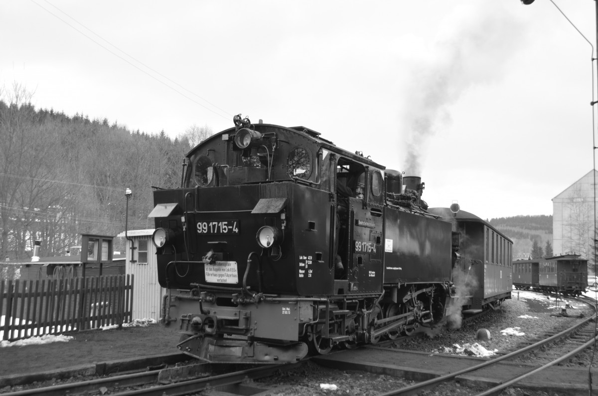 Pressnitztalbahn VI K 99 1715-4 in Jöhstadt 05.04.2015